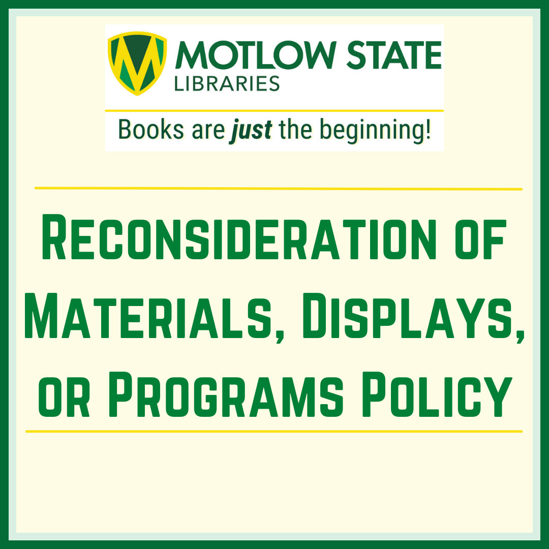 Reconsideration of Materials, Displays,  or Programs Policy